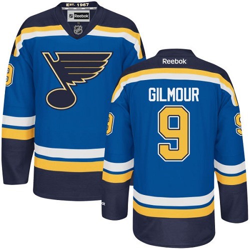 Men's Reebok St. Louis Blues 9 Doug Gilmour Royal Blue Home Jersey - Premier Men's Reebok St. Louis Blues 9 Doug Gilmour Royal Blue Home Jersey - Premier