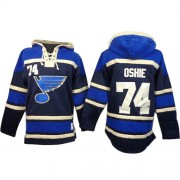 Men's Old Time Hockey St. Louis Blues 74 T.J Oshie Navy Blue Sawyer Hooded Sweatshirt Jersey - Authentic