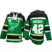 Men's Old Time Hockey St. Louis Blues 42 David Backes Green St. Patrick's Day McNary Lace Hoodie Jersey - Premier