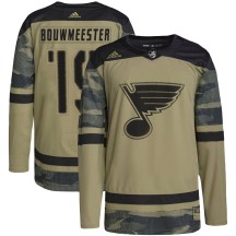 Men's Adidas St. Louis Blues Jay Bouwmeester Camo Military Appreciation Practice Jersey - Authentic
