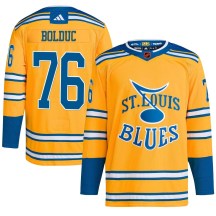 Men's Adidas St. Louis Blues Zack Bolduc Yellow Reverse Retro 2.0 Jersey - Authentic