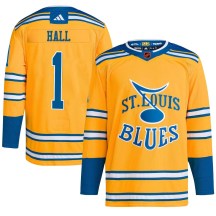 Men's Adidas St. Louis Blues Glenn Hall Yellow Reverse Retro 2.0 Jersey - Authentic