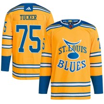Men's Adidas St. Louis Blues Tyler Tucker Yellow Reverse Retro 2.0 Jersey - Authentic