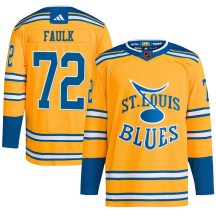 Youth Adidas St. Louis Blues Justin Faulk Yellow Reverse Retro 2.0 Jersey - Authentic