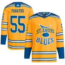 Youth Adidas St. Louis Blues Colton Parayko Yellow Reverse Retro 2.0 Jersey - Authentic