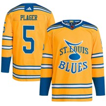 Youth Adidas St. Louis Blues Bob Plager Yellow Reverse Retro 2.0 Jersey - Authentic