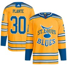 Youth Adidas St. Louis Blues Jacques Plante Yellow Reverse Retro 2.0 Jersey - Authentic
