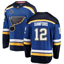 Men's Fanatics Branded St. Louis Blues Zach Sanford Blue Home 2019 Stanley Cup Final Bound Jersey - Breakaway