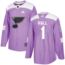 Youth Adidas St. Louis Blues Glenn Hall Purple Hockey Fights Cancer Jersey - Authentic