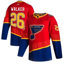 Men's Adidas St. Louis Blues Nathan Walker Red 2020/21 Reverse Retro Jersey - Authentic