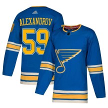 Men's Adidas St. Louis Blues Nikita Alexandrov Blue Alternate Jersey - Authentic