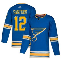 Men's Adidas St. Louis Blues Zach Sanford Blue Alternate Jersey - Authentic