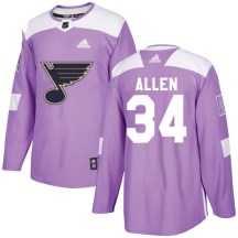 Men's Adidas St. Louis Blues Jake Allen Purple Hockey Fights Cancer Jersey - Authentic