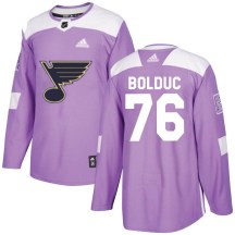 Men's Adidas St. Louis Blues Zack Bolduc Purple Hockey Fights Cancer Jersey - Authentic