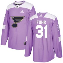 Men's Adidas St. Louis Blues Grant Fuhr Purple Hockey Fights Cancer Jersey - Authentic