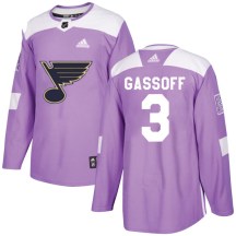 Men's Adidas St. Louis Blues Bob Gassoff Purple Hockey Fights Cancer Jersey - Authentic