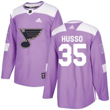 Men's Adidas St. Louis Blues Ville Husso Purple Hockey Fights Cancer Jersey - Authentic