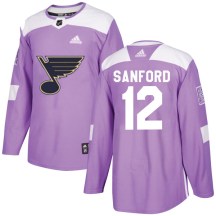 Men's Adidas St. Louis Blues Zach Sanford Purple Hockey Fights Cancer Jersey - Authentic
