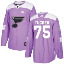 Men's Adidas St. Louis Blues Tyler Tucker Purple Hockey Fights Cancer Jersey - Authentic