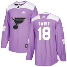 Men's Adidas St. Louis Blues Tony Twist Purple Hockey Fights Cancer Jersey - Authentic