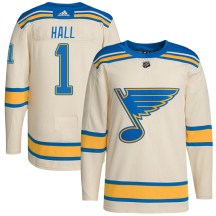 Youth Adidas St. Louis Blues Glenn Hall Cream 2022 Winter Classic Player Jersey - Authentic