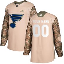 Youth Adidas St. Louis Blues Custom Camo Veterans Day Practice Jersey - Authentic