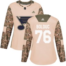 Women's Adidas St. Louis Blues Zack Bolduc Camo Veterans Day Practice Jersey - Authentic