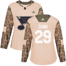 Women's Adidas St. Louis Blues Vince Dunn Camo Veterans Day Practice Jersey - Authentic