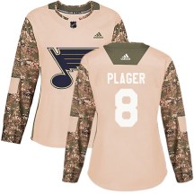 Women's Adidas St. Louis Blues Barclay Plager Camo Veterans Day Practice Jersey - Authentic