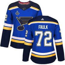 Women's Adidas St. Louis Blues Justin Faulk Blue Home 2019 Stanley Cup Final Bound Jersey - Authentic