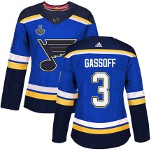 Women's Adidas St. Louis Blues Bob Gassoff Blue Home 2019 Stanley Cup Final Bound Jersey - Authentic