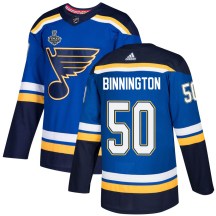 Men's Adidas St. Louis Blues Jordan Binnington Blue Home 2019 Stanley Cup Final Bound Jersey - Authentic