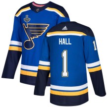 Men's Adidas St. Louis Blues Glenn Hall Blue Home 2019 Stanley Cup Final Bound Jersey - Authentic