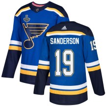 Men's Adidas St. Louis Blues Derek Sanderson Blue Home 2019 Stanley Cup Final Bound Jersey - Authentic