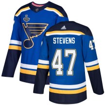 Men's Adidas St. Louis Blues Nolan Stevens Blue Home 2019 Stanley Cup Final Bound Jersey - Authentic
