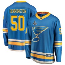 Men's Fanatics Branded St. Louis Blues Jordan Binnington Blue Alternate 2019 Stanley Cup Final Bound Jersey - Breakaway