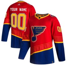 Youth Adidas St. Louis Blues Custom Red Custom 2020/21 Reverse Retro Jersey - Authentic