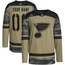 Youth Adidas St. Louis Blues Custom Camo Custom Military Appreciation Practice Jersey - Authentic