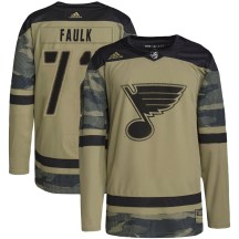 Youth Adidas St. Louis Blues Justin Faulk Camo Military Appreciation Practice Jersey - Authentic