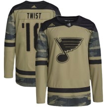Youth Adidas St. Louis Blues Tony Twist Camo Military Appreciation Practice Jersey - Authentic
