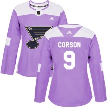 Women's Adidas St. Louis Blues Shane Corson Purple Hockey Fights Cancer Jersey - Authentic