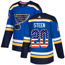 Youth Adidas St. Louis Blues Alexander Steen Blue USA Flag Fashion Jersey - Authentic