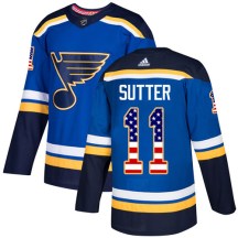 Men's Adidas St. Louis Blues Brian Sutter Blue USA Flag Fashion Jersey - Authentic