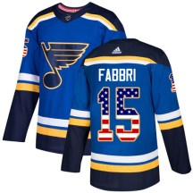 Men's Adidas St. Louis Blues Robby Fabbri Blue USA Flag Fashion Jersey - Authentic
